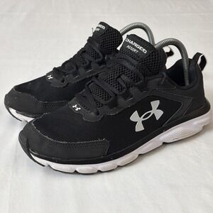 Size 9 - Under Armour Charged Assert 9 Wide Black White Womens Gym Shoes Fit
